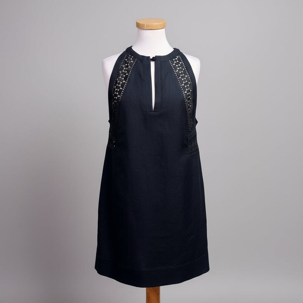 Reiss navy Rhona dress with embroidery, size 6